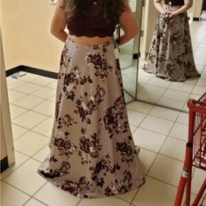 Macy's Floral Prom Dress - Purple and Cream